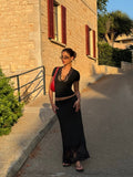 Maxi lace skirt - sort