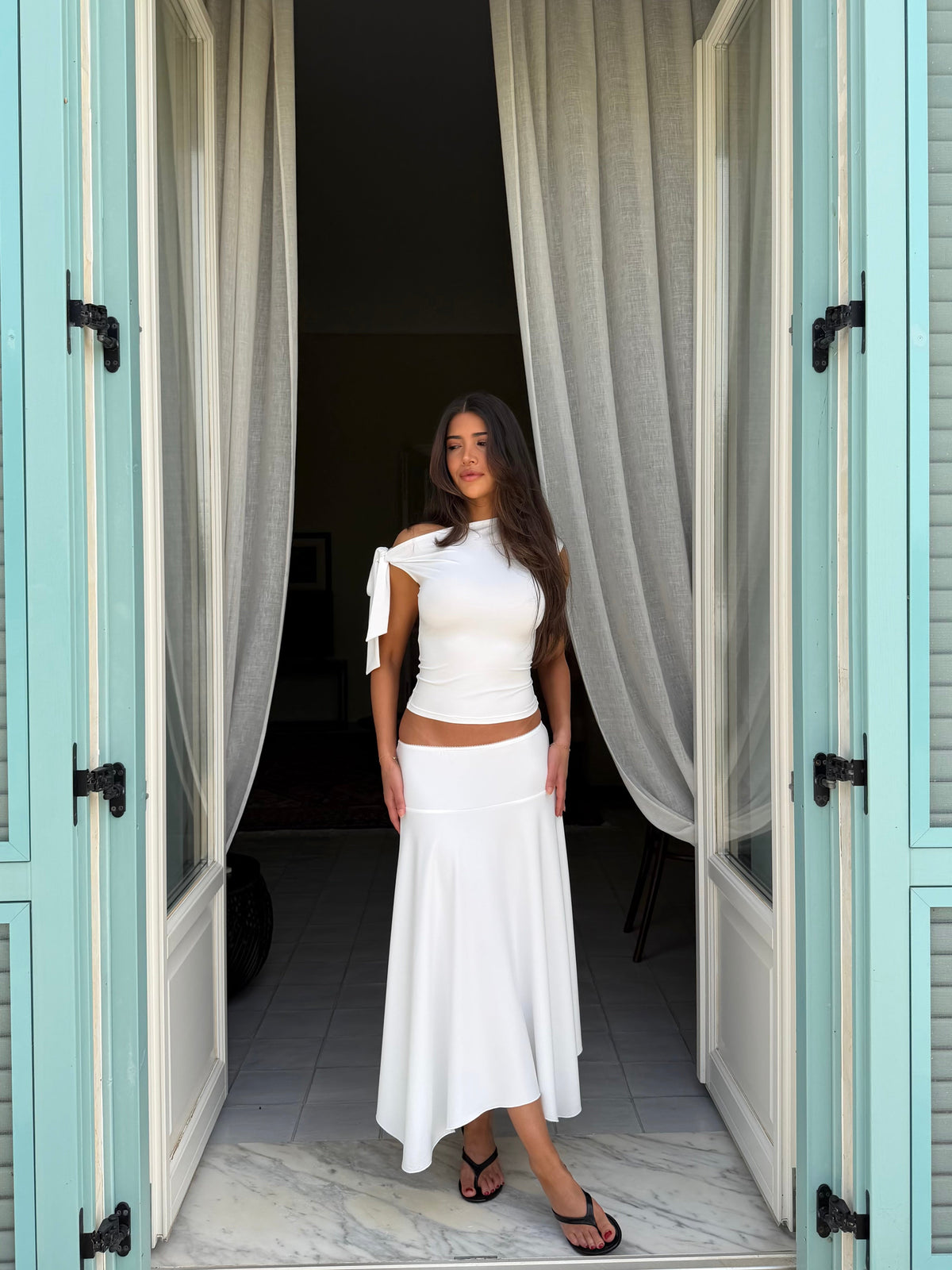 Sira long skirt - hvid