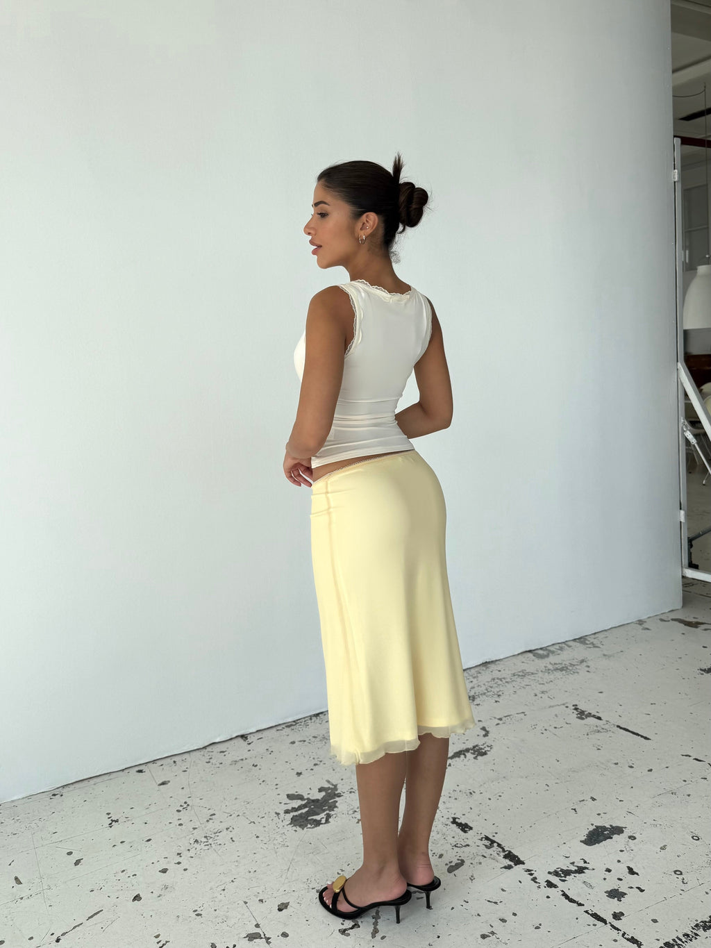 Melia mesh skirt - lys gul (forudbestilling)