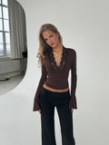 Pretty basic lace top - dark brown