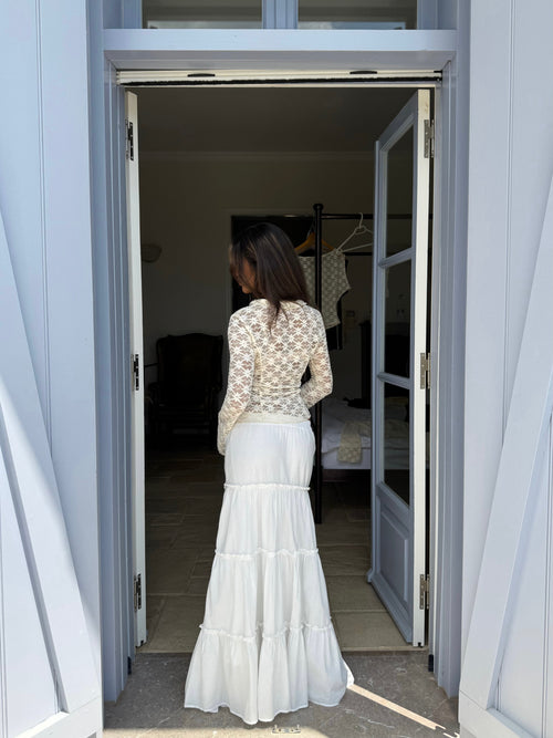 Thalia Trim lace top - cream (forudbestilling)