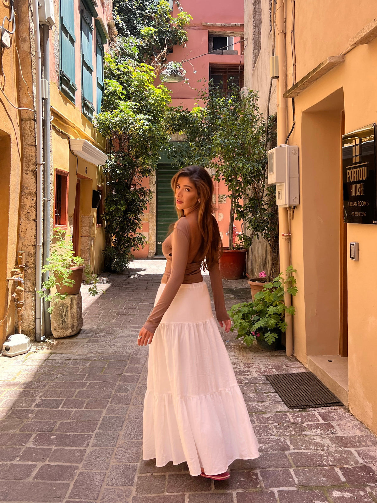 Cotton Tie skirt - white